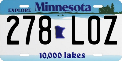 MN license plate 278LOZ