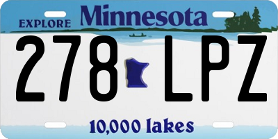 MN license plate 278LPZ