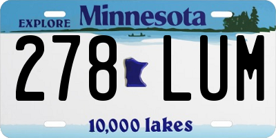 MN license plate 278LUM