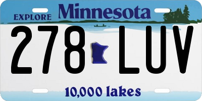 MN license plate 278LUV