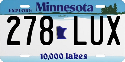 MN license plate 278LUX
