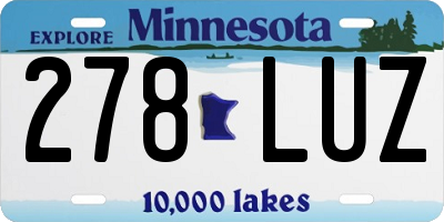 MN license plate 278LUZ