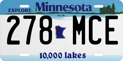 MN license plate 278MCE