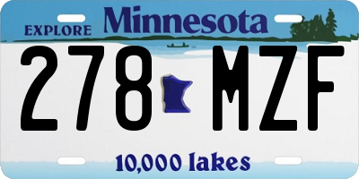 MN license plate 278MZF