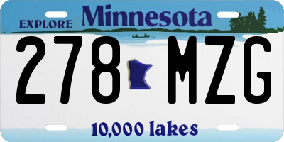 MN license plate 278MZG