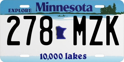 MN license plate 278MZK