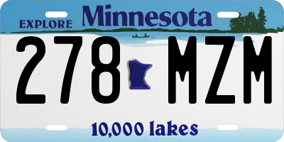 MN license plate 278MZM