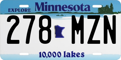 MN license plate 278MZN