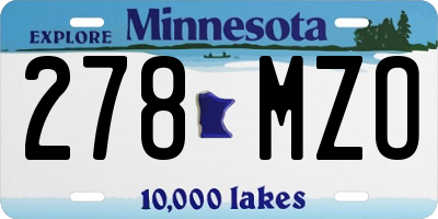 MN license plate 278MZO