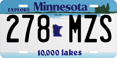 MN license plate 278MZS