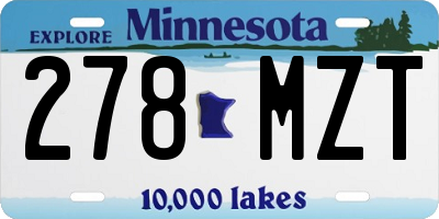 MN license plate 278MZT