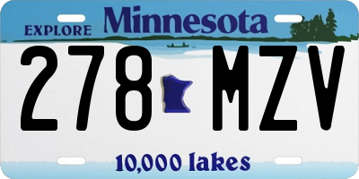 MN license plate 278MZV