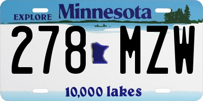 MN license plate 278MZW