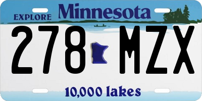 MN license plate 278MZX