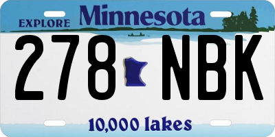 MN license plate 278NBK