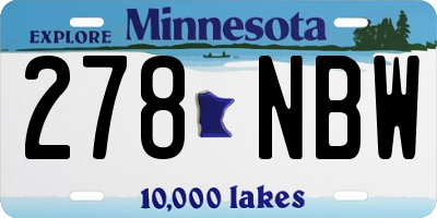 MN license plate 278NBW