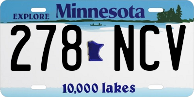 MN license plate 278NCV