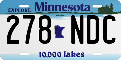 MN license plate 278NDC