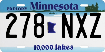 MN license plate 278NXZ