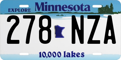 MN license plate 278NZA