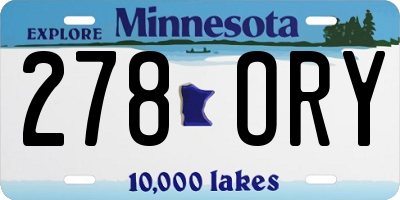 MN license plate 278ORY