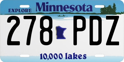 MN license plate 278PDZ