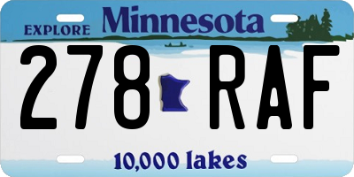 MN license plate 278RAF