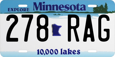 MN license plate 278RAG