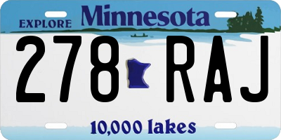 MN license plate 278RAJ