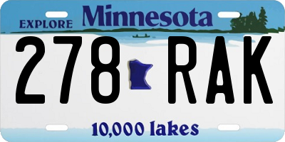 MN license plate 278RAK