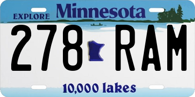 MN license plate 278RAM