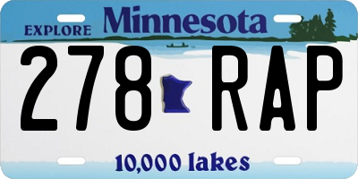 MN license plate 278RAP
