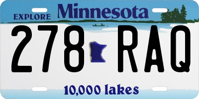 MN license plate 278RAQ