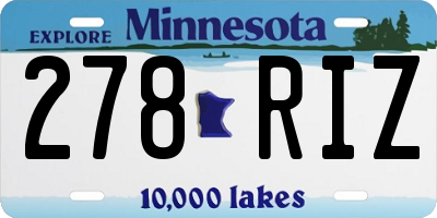 MN license plate 278RIZ