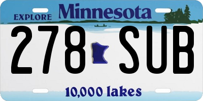 MN license plate 278SUB
