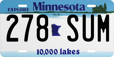 MN license plate 278SUM
