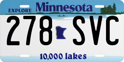 MN license plate 278SVC
