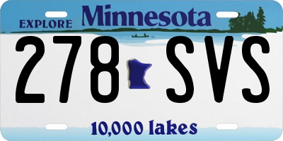 MN license plate 278SVS
