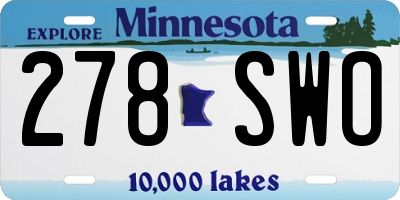 MN license plate 278SWO