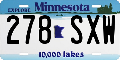 MN license plate 278SXW