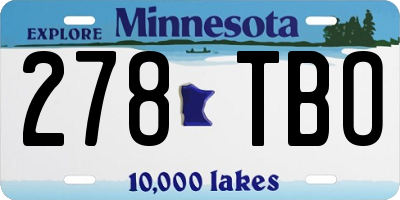 MN license plate 278TBO