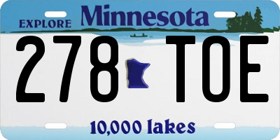 MN license plate 278TOE