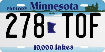 MN license plate 278TOF