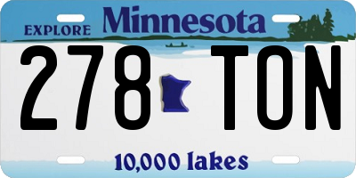 MN license plate 278TON