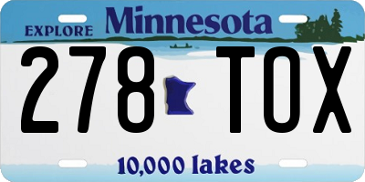 MN license plate 278TOX