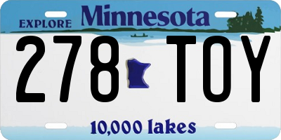 MN license plate 278TOY