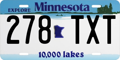 MN license plate 278TXT