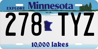 MN license plate 278TYZ