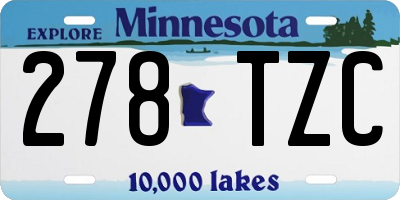 MN license plate 278TZC