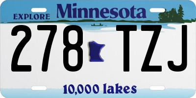 MN license plate 278TZJ
